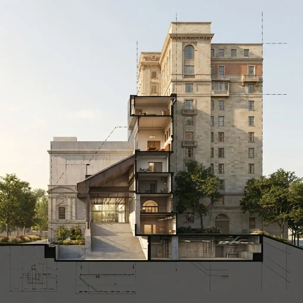 Architectural Section Render — After