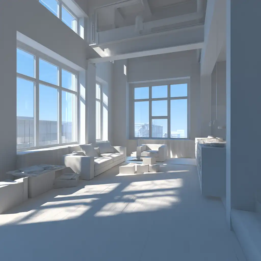 Raw Interior Model Render — Before