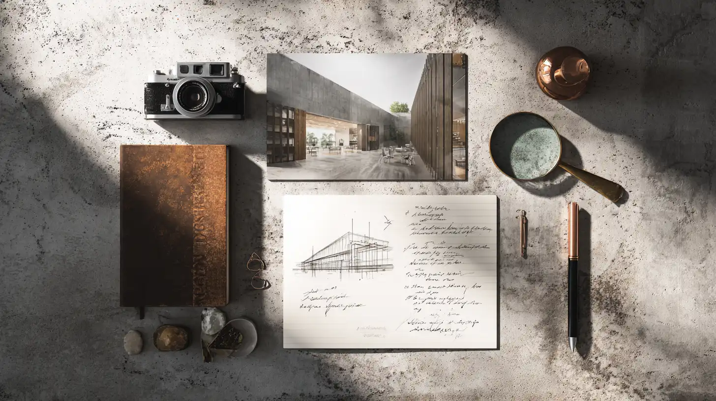 AI converting an architectural photograph into a render through geometry depth and material analysis