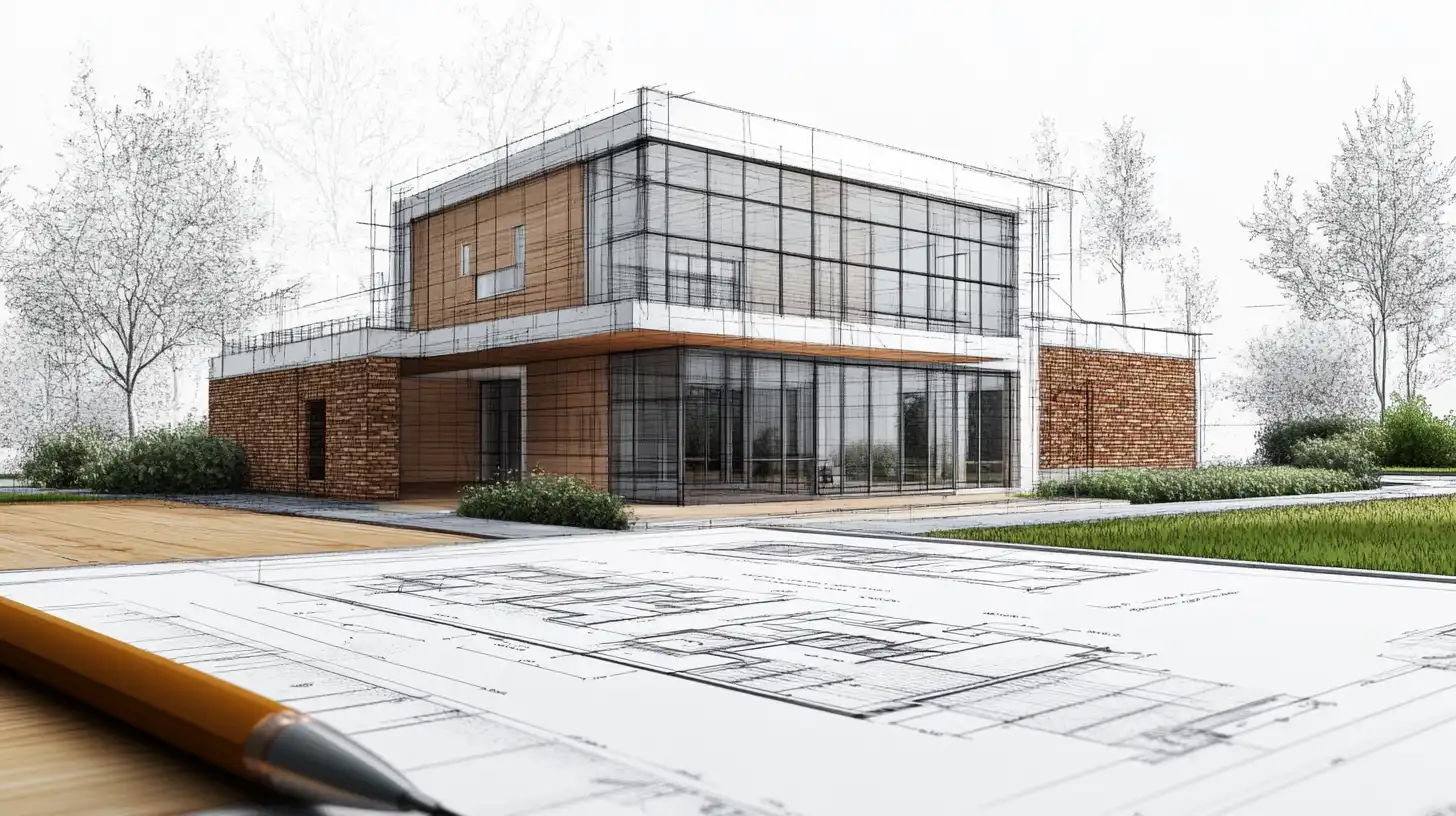 AutoCAD to AI render workflow showing export, upload, and render generation steps