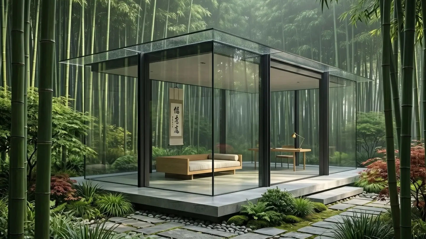 Glass House in Bamboo Forest