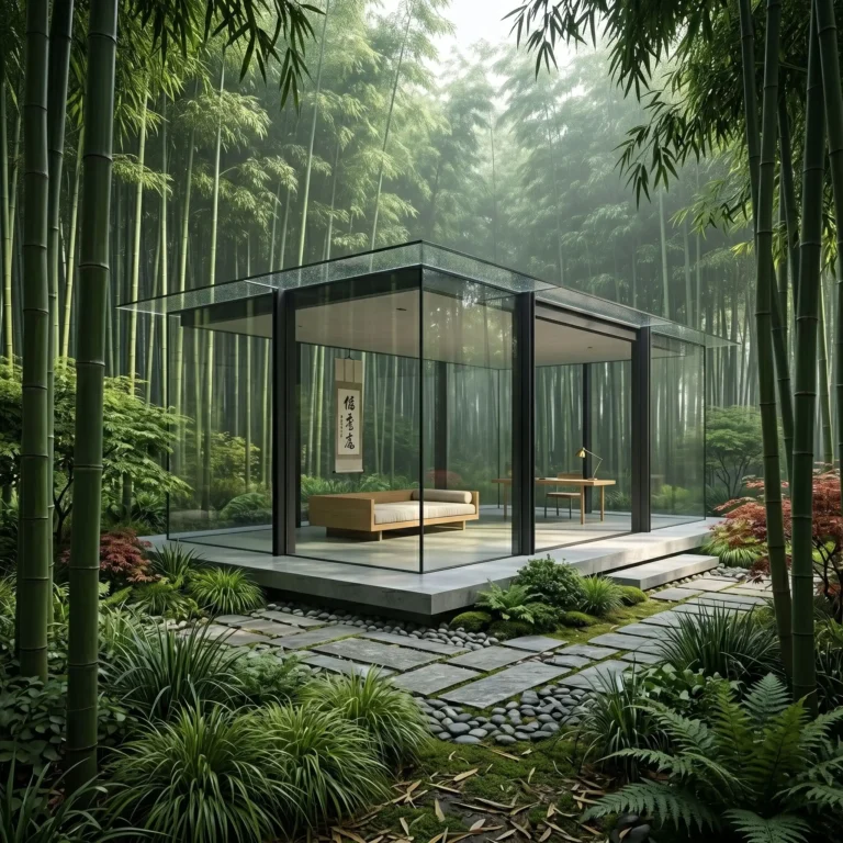 Glass House in Bamboo Forest