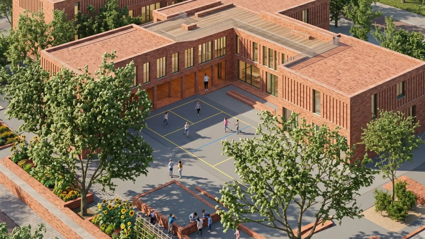 Brick Masonry School Courtyard