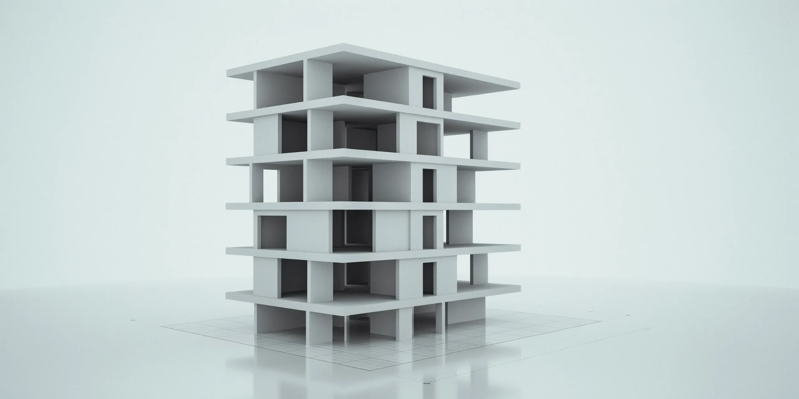 Detailed 3D model of a building geometry showcasing walls and openings