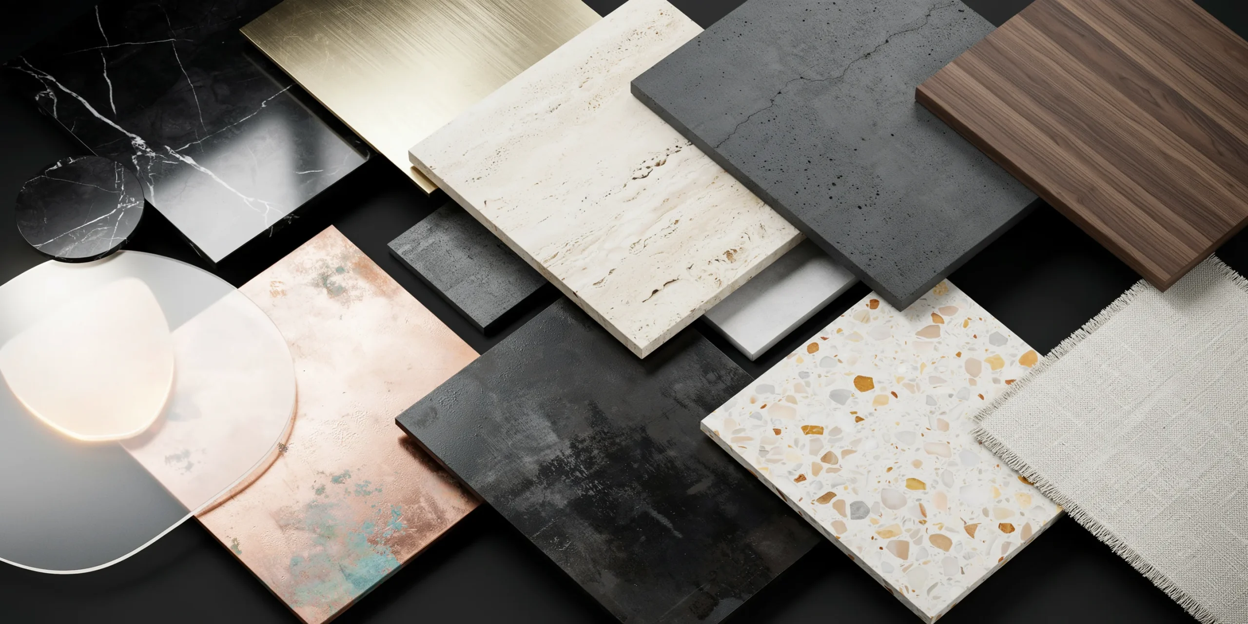 Close-up view of PBR materials used in architectural rendering