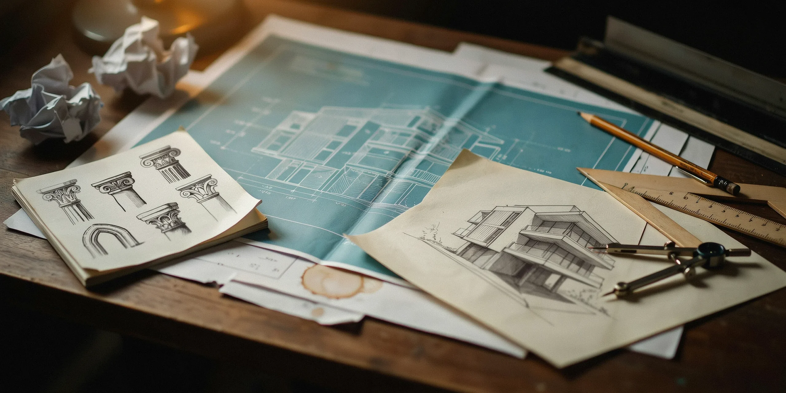 Detailed architectural blueprints showcasing the power of ideas in defining eras.