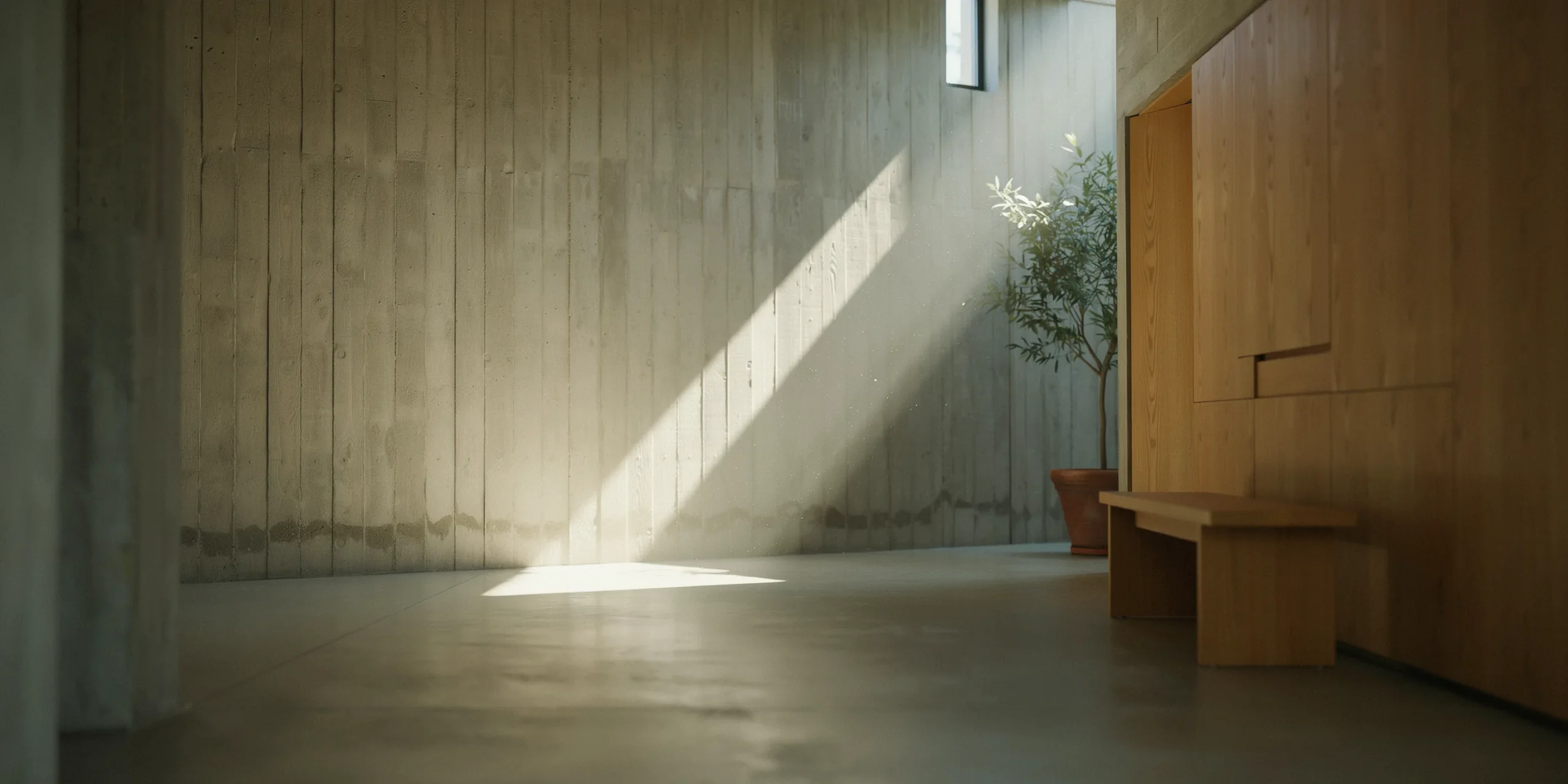 Interior view of a Louis Kahn building highlighting materiality and light.