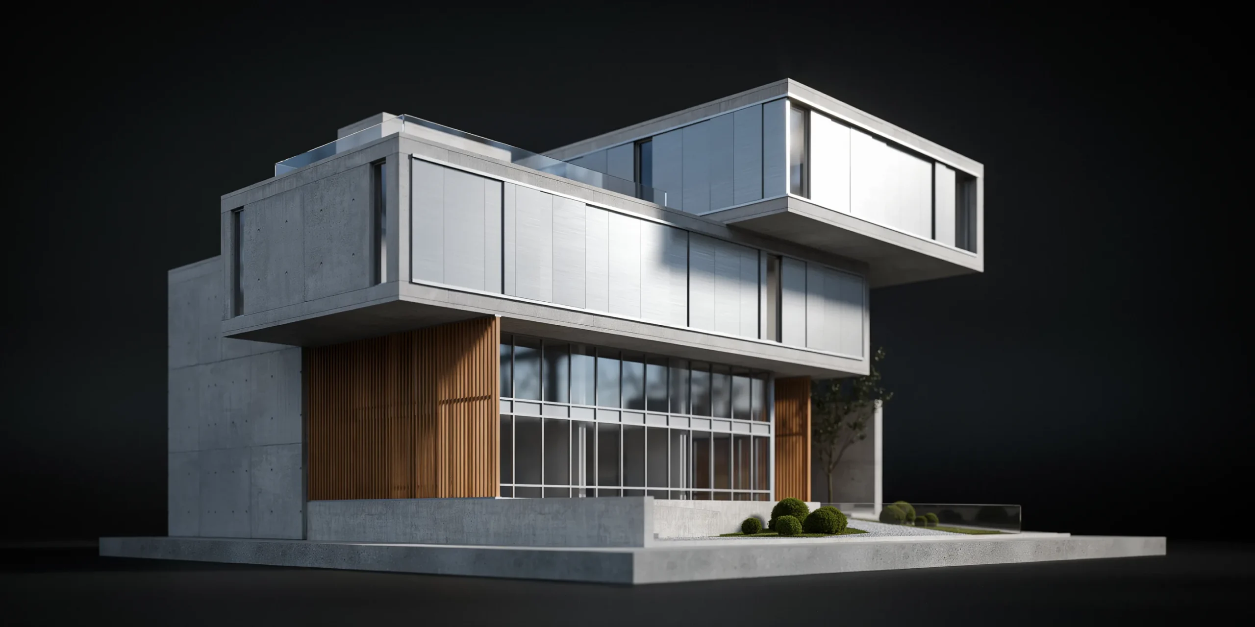 Detailed view of architectural rendering lighting on a 3D model