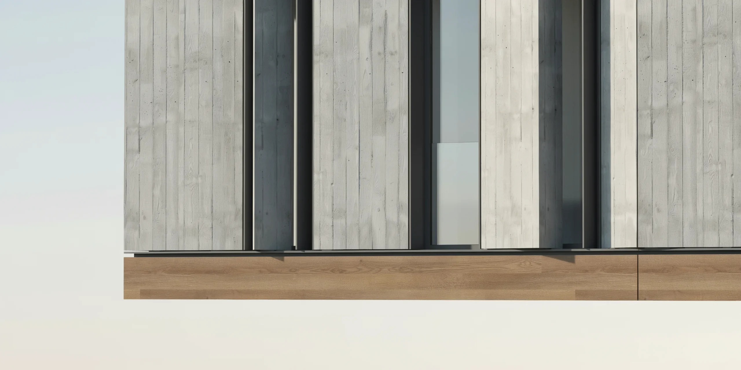 Close-up of a rendered architectural 3D model displaying textures and lighting.