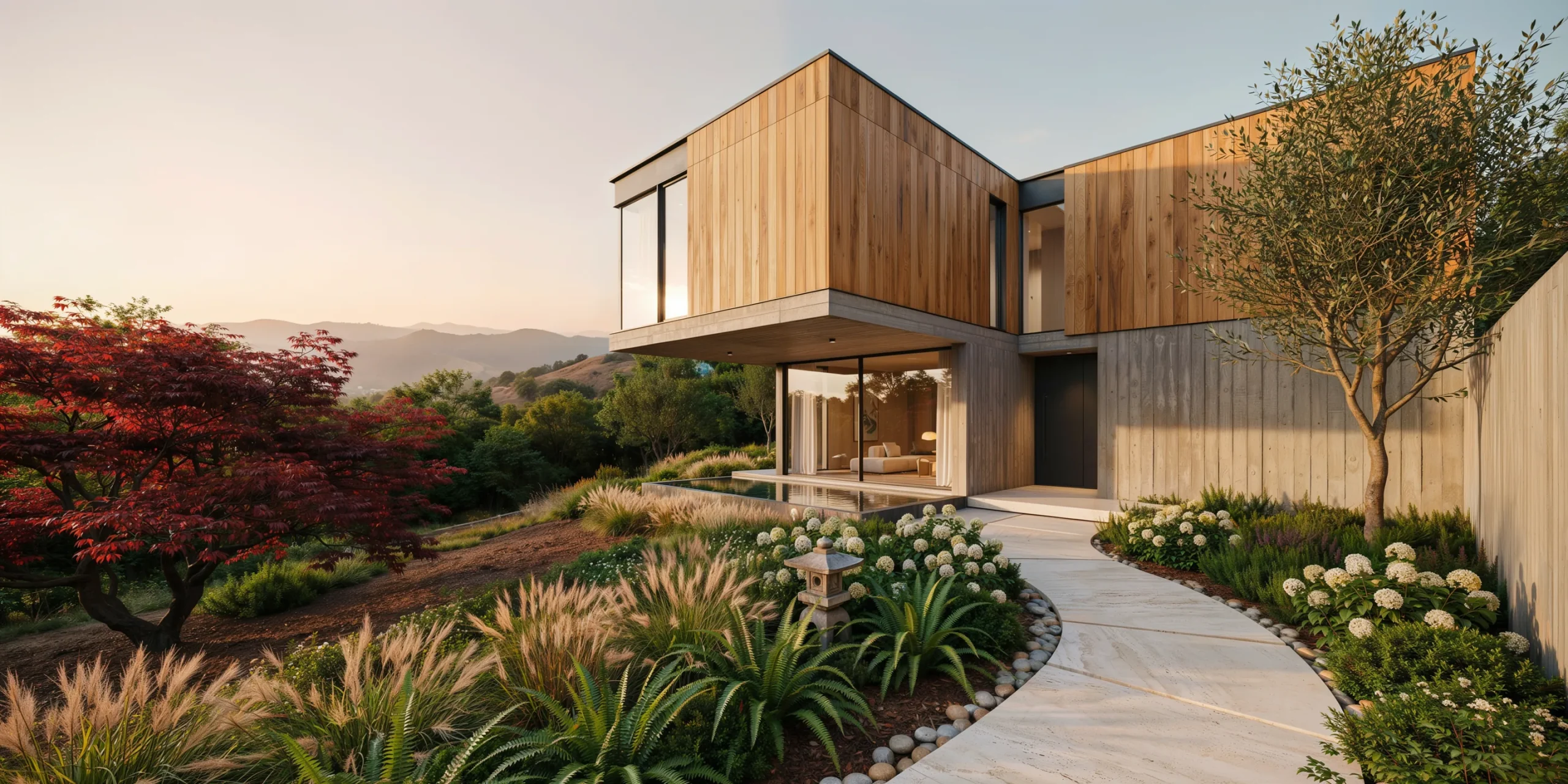 Real-time rendered architectural scene created with Enscape showcasing a modern building.