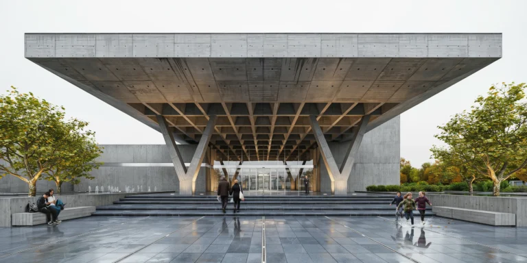 Brutalist Museum Entrance