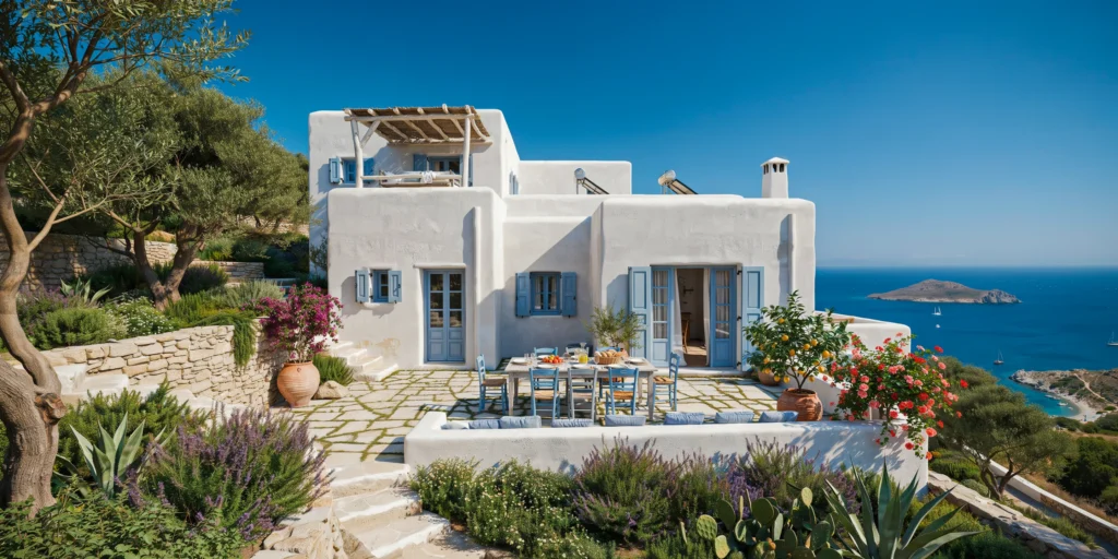 Mediterranean Hillside Villa Exterior