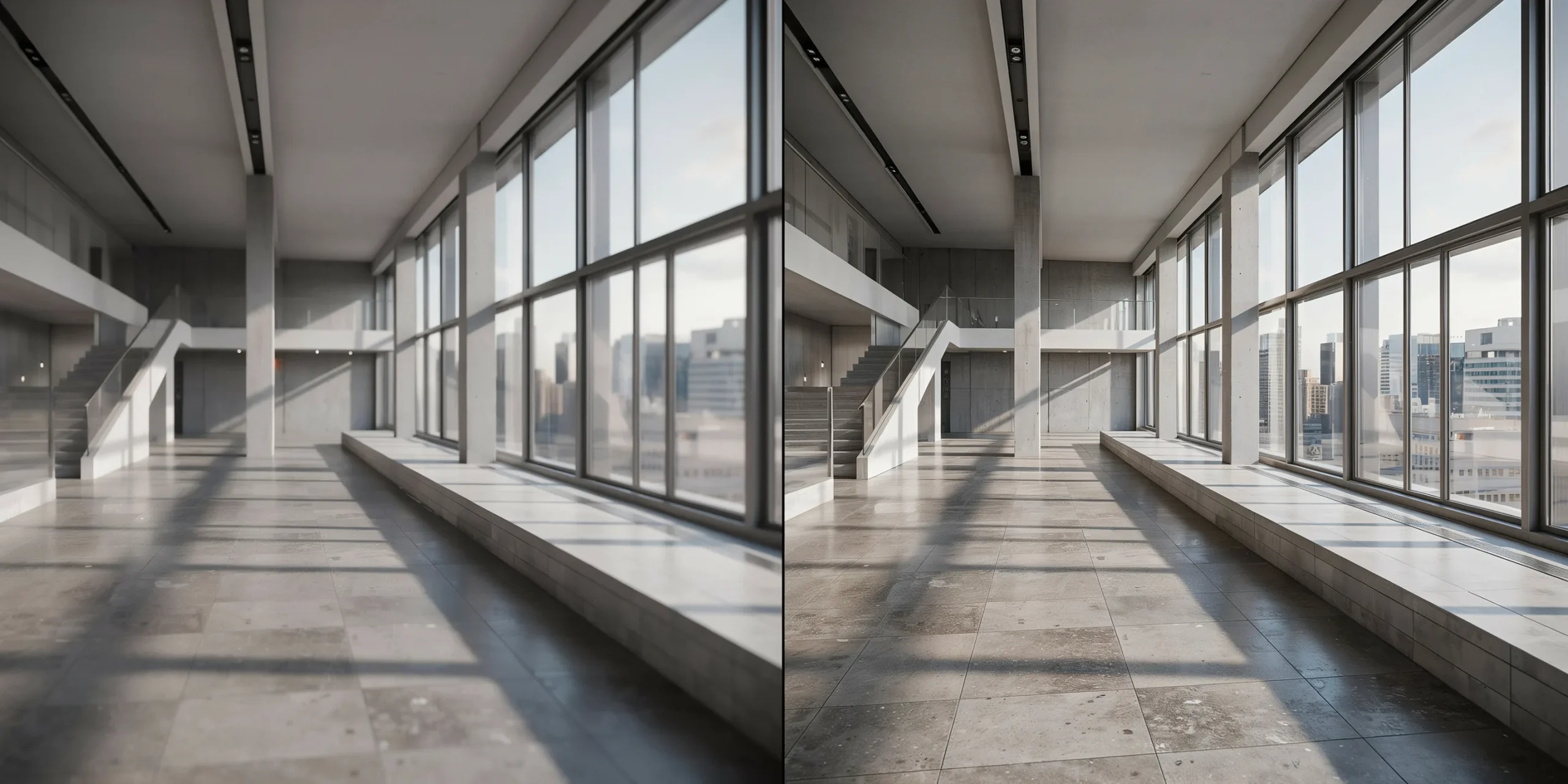 Visual representation of denoising process in Octane Render for architecture