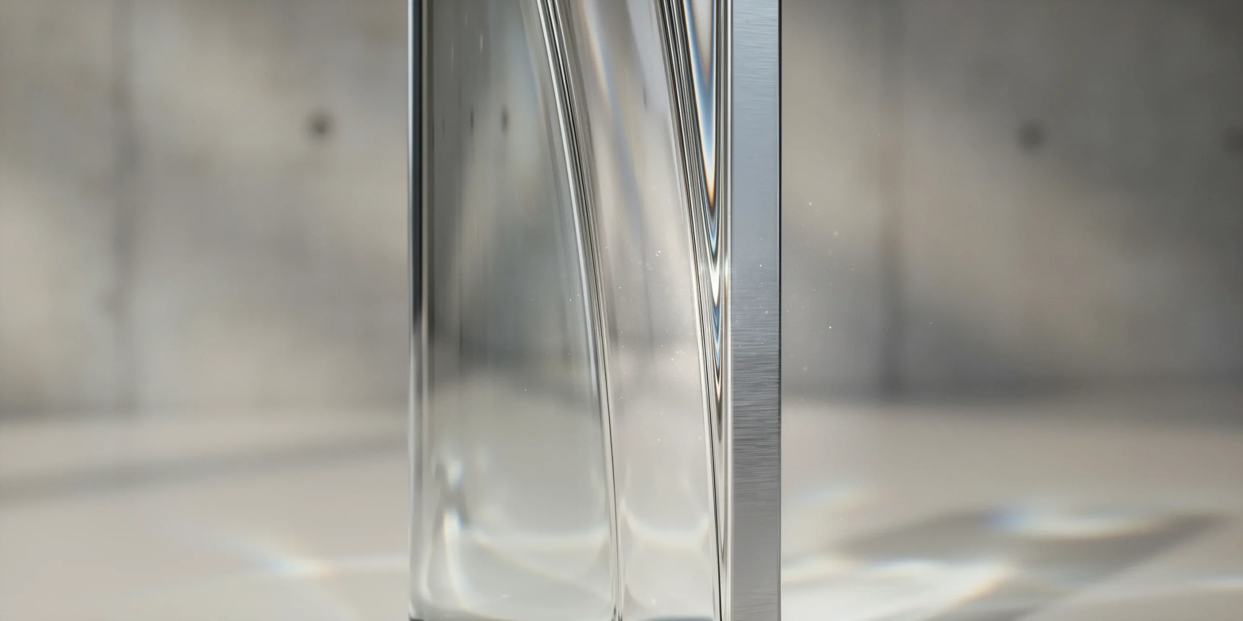 Close-up of a glass architectural element rendered offline for realism