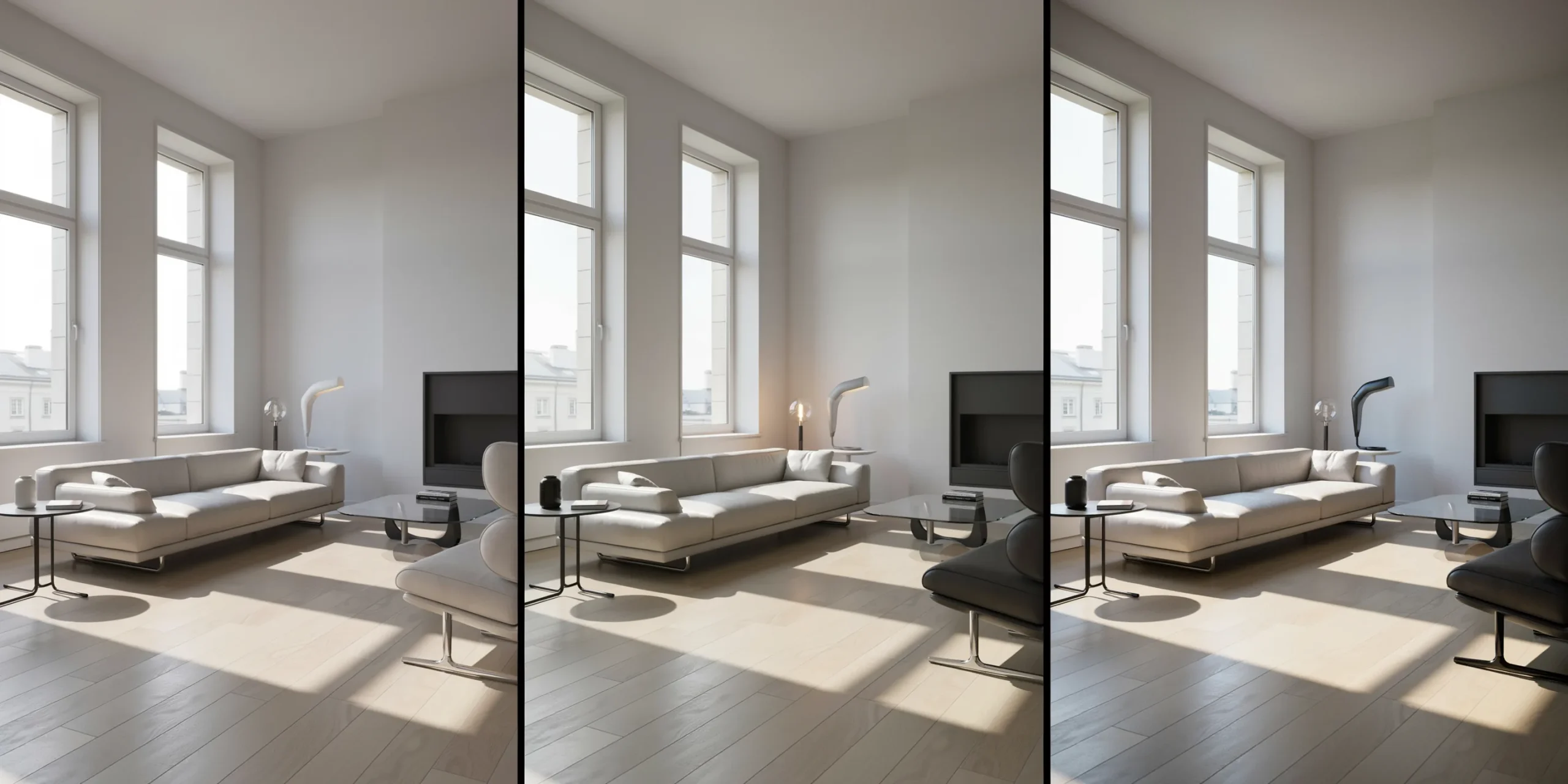 Comparison of render outputs from OptiX, OIDN, and V-Ray denoiser
