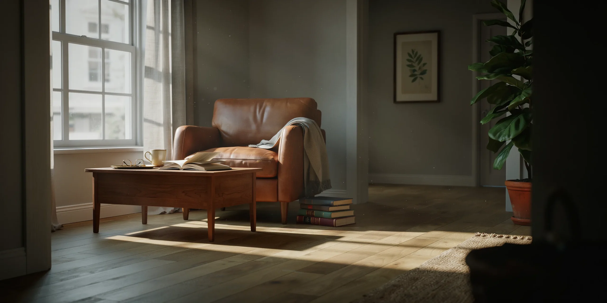 Interior architectural render highlighting lighting balance in post production