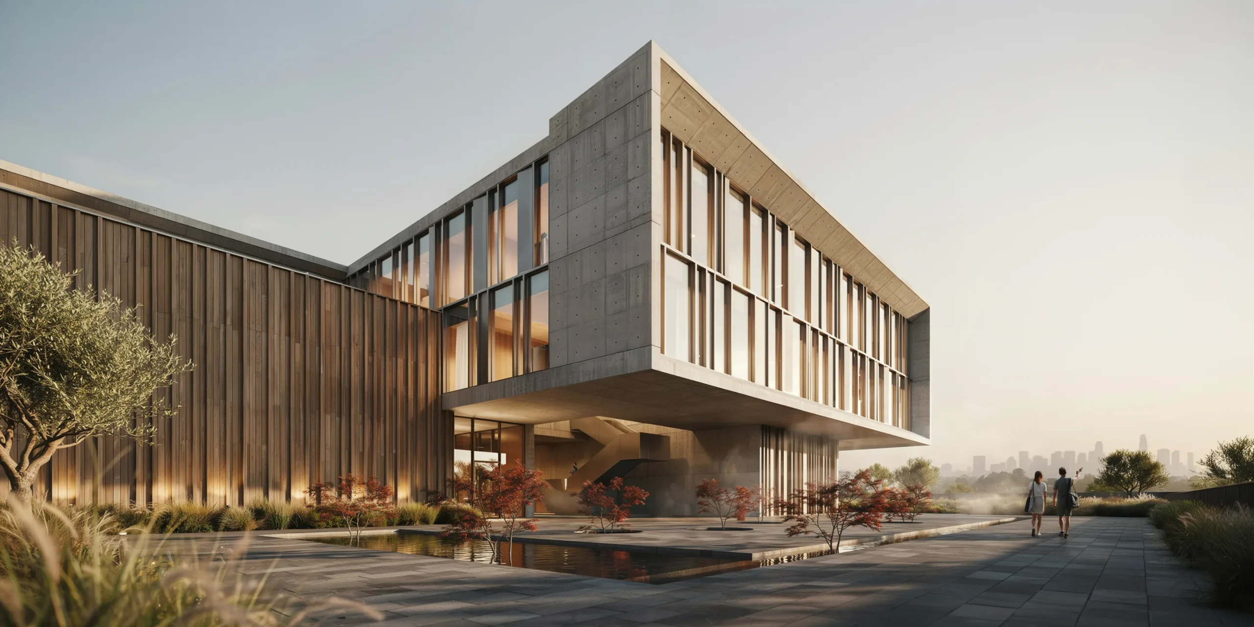 Realistic 3D architectural visualization of a modern building design.