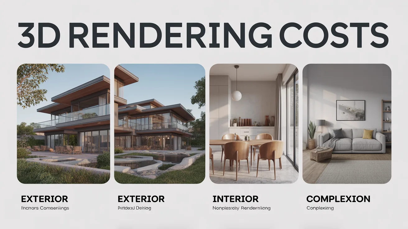 Infographic showing cost comparison between exterior and interior 3D renderings