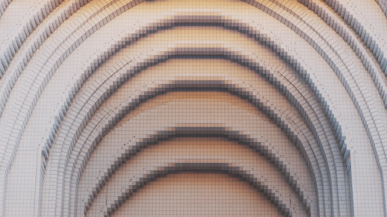 Pixelated architectural render illustrating conventional resizing methods