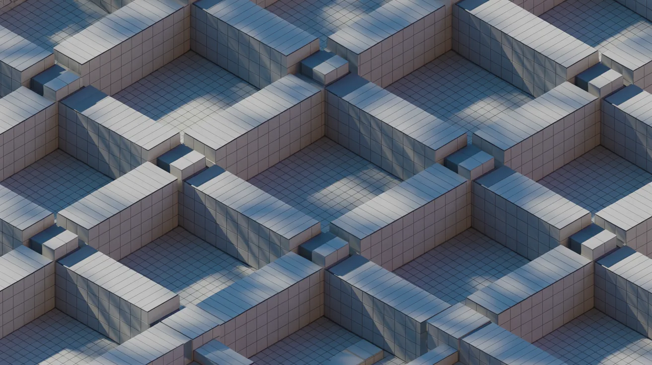 Geometric model illustrating sun and shadow analysis in Autodesk Forma