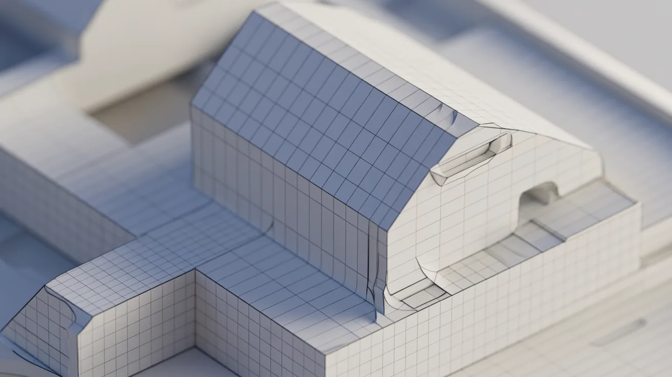 3D architectural model in SketchUp demonstrating the push and pull technique