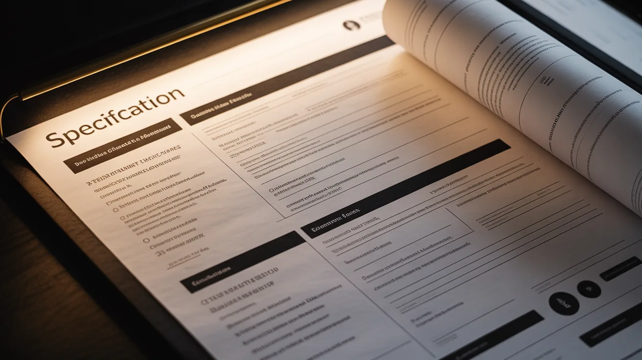 Specification document layout illustrating ChatGPT's help for architects