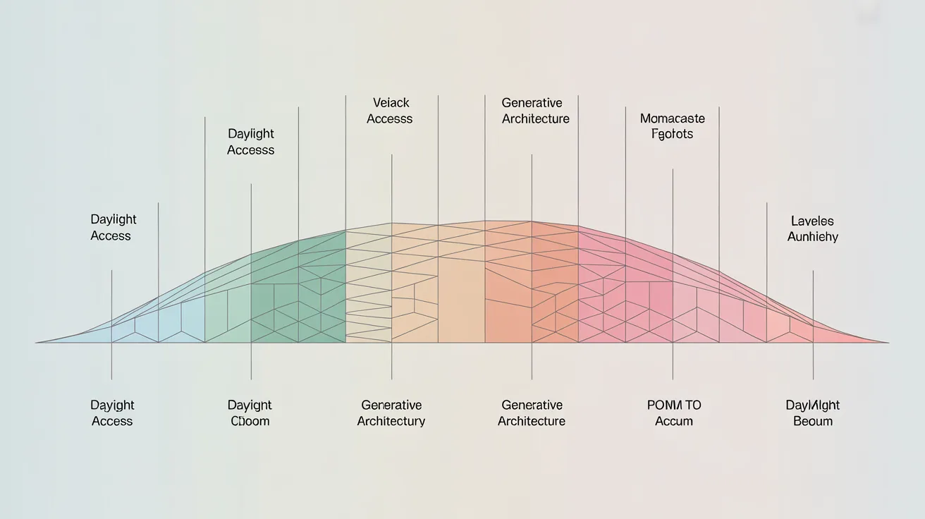 Conceptual diagram showing varying design options based on daylight access in generative design