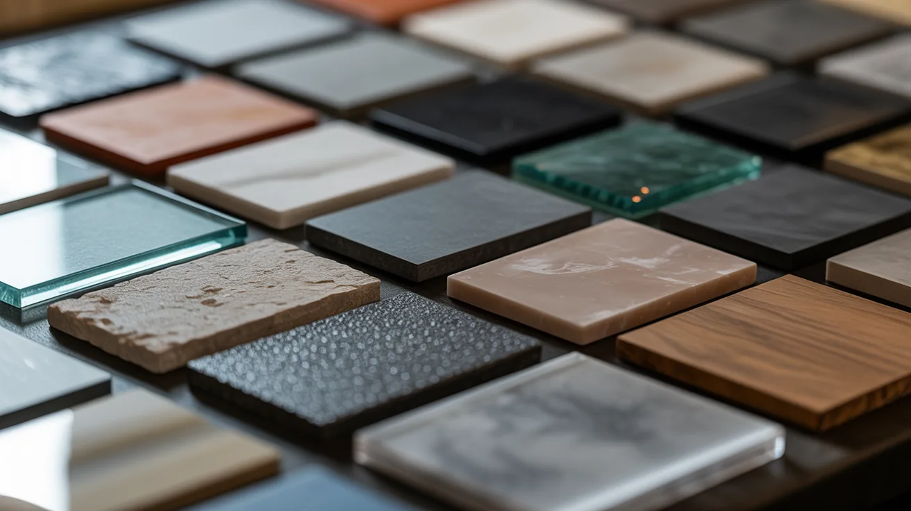 Macro close-up of material samples for rendering in architectural design