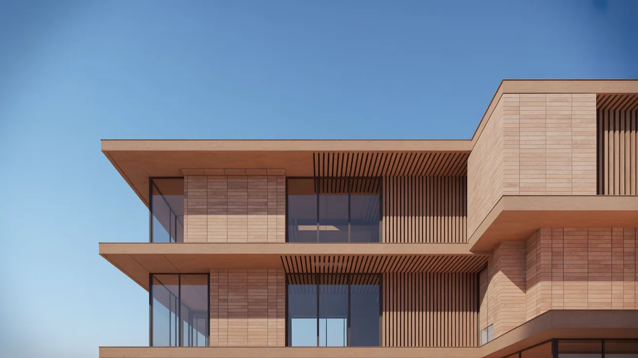 Modern building rendering using traditional materials to override Midjourney default style
