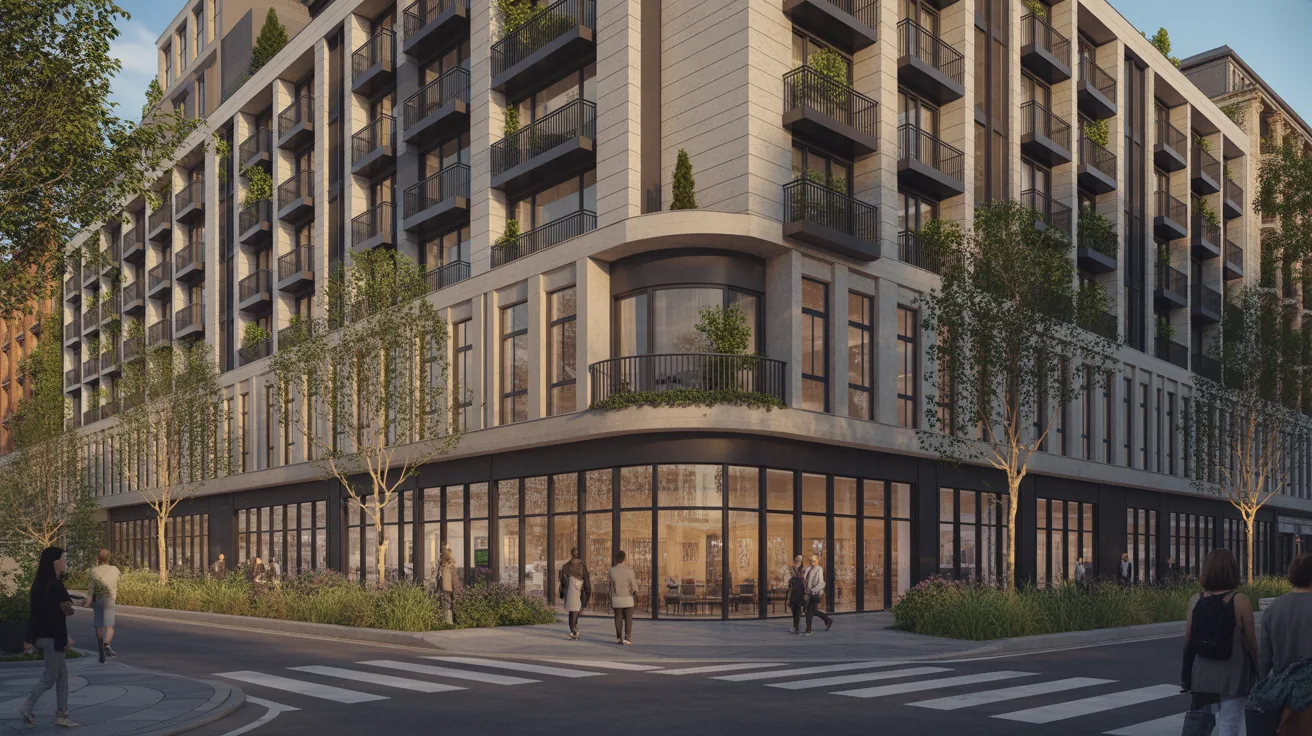 Street level render of a property development for marketing purposes