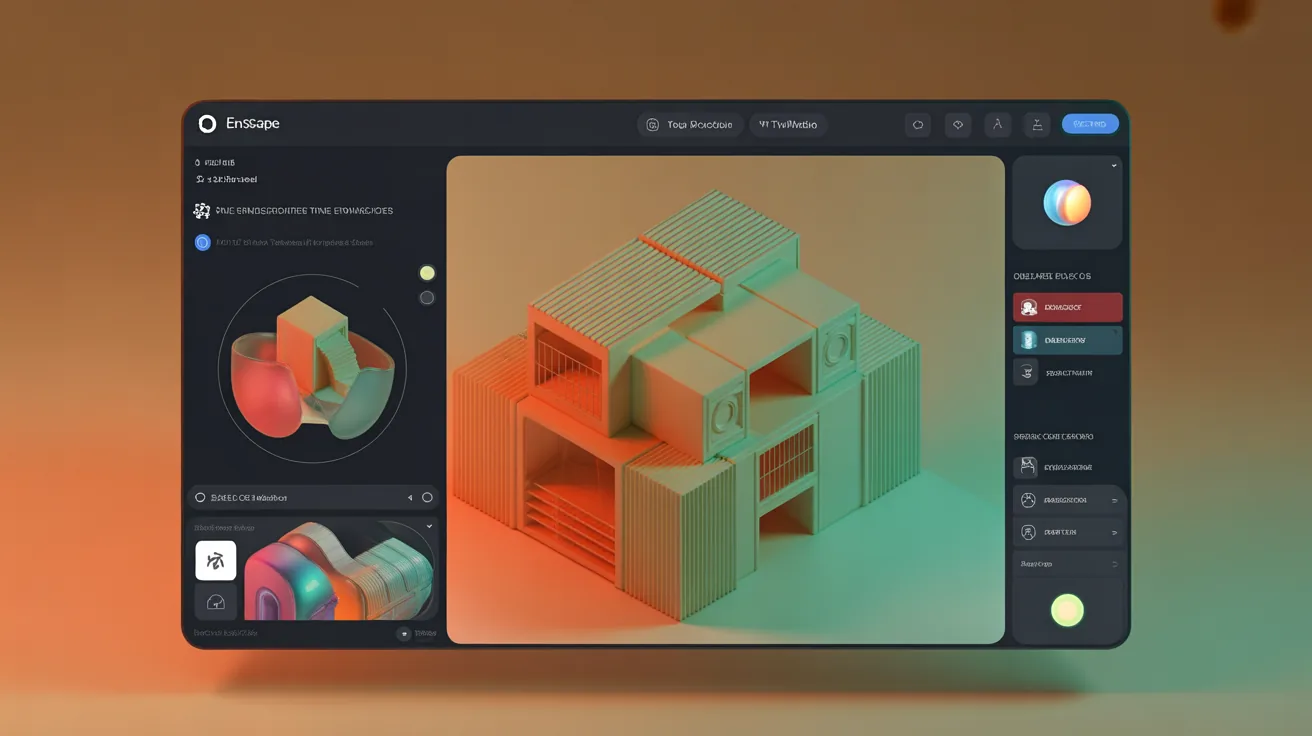 Real-time rendering engine interface showing 3D model manipulation