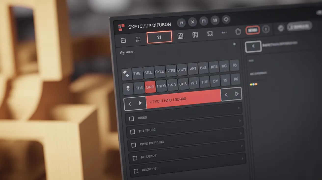 Close-up of SketchUp Diffusion panel showcasing style presets and text prompt