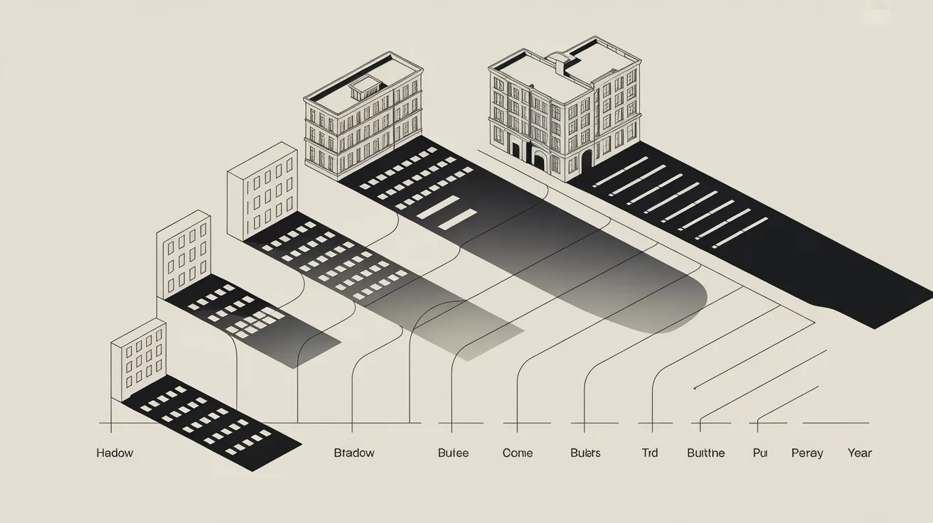 Illustrative shadow diagram depicting various shadow states over time
