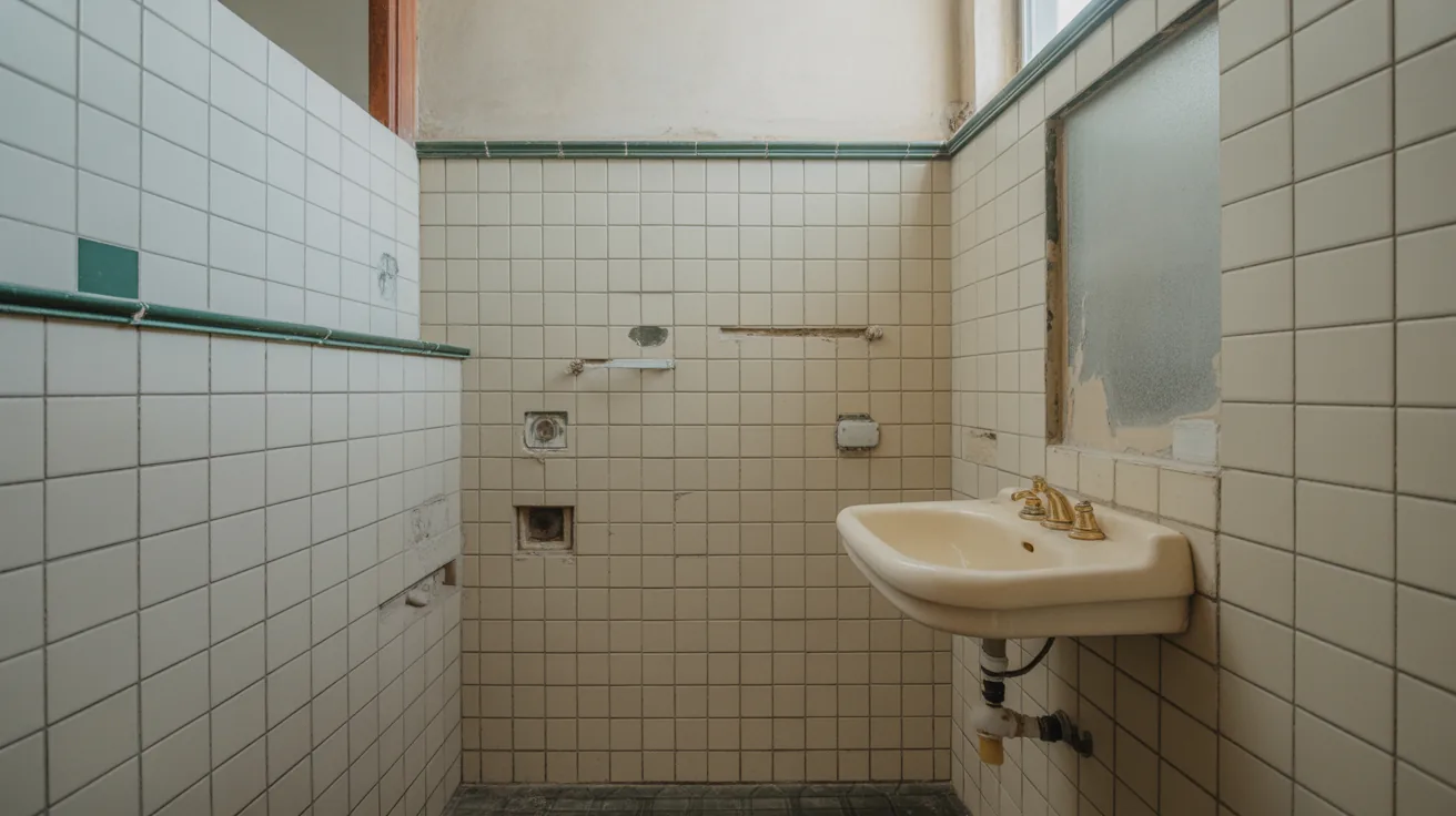 Current state of a bathroom before virtual renovation showing needed improvements