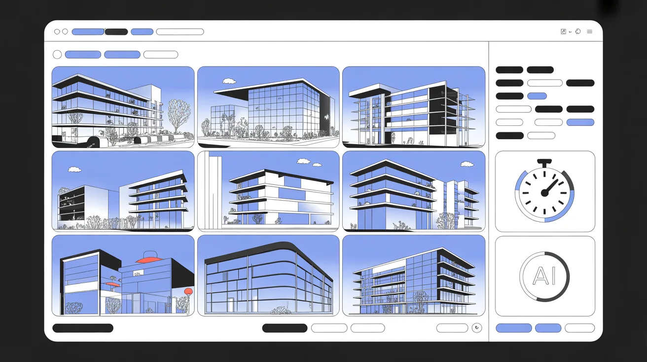 AI-generated architectural visualisations showcasing rapid design capabilities