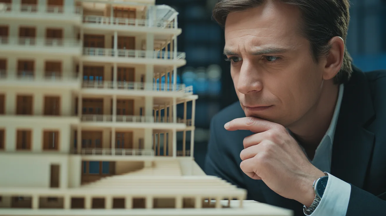Architect evaluating a detailed model, emphasizing the importance of human judgement