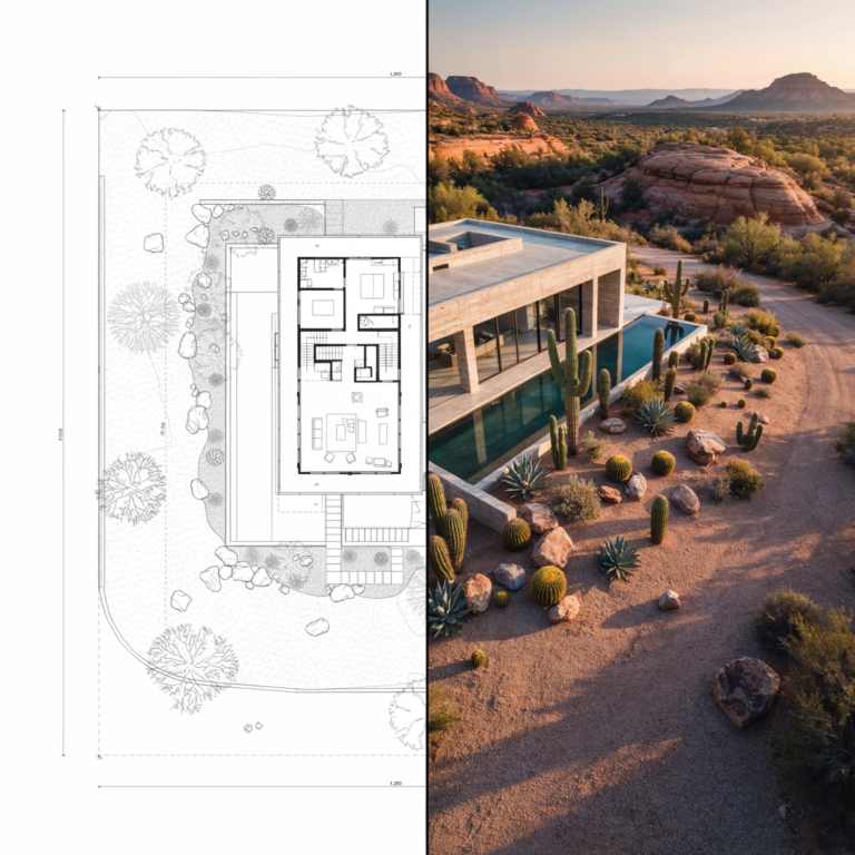 Archfine Floor Plan To Render Desert Residence - Floor Plan to 3D